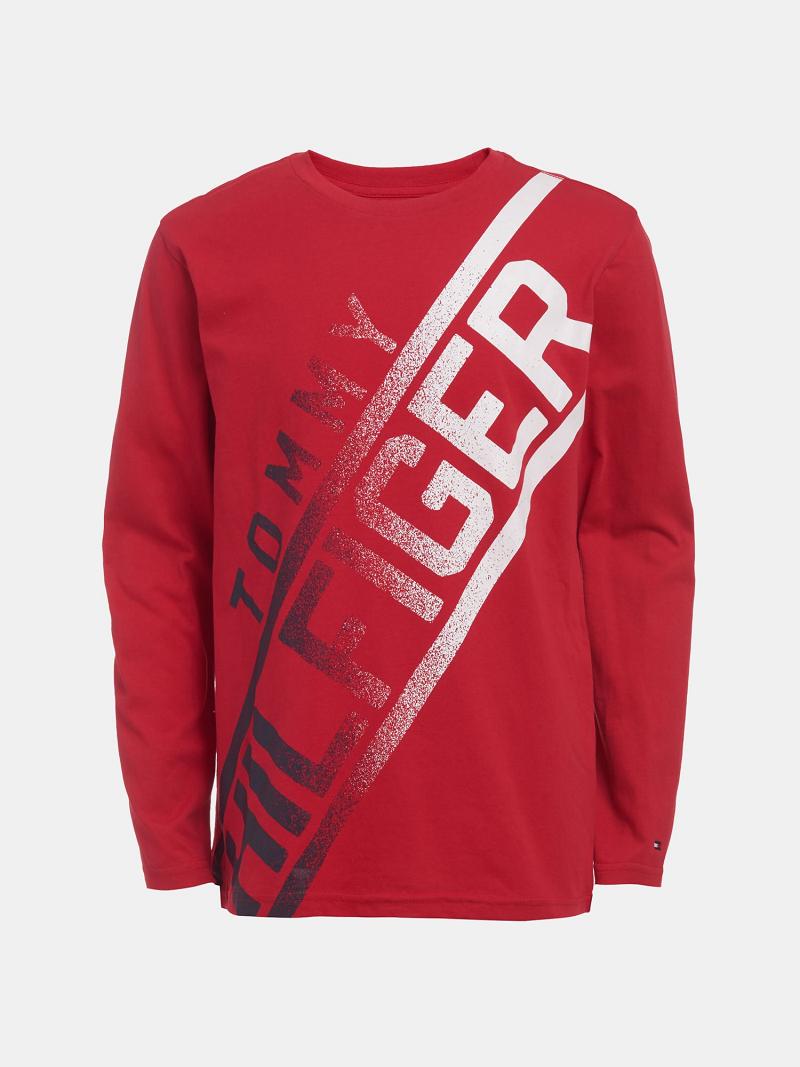 Fiú Tommy Hilfiger Big Fader Long-Sleeve Póló Piros | HU 2242JPQ